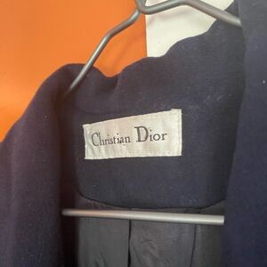Vintage 70’s Christian Dior wool navy trench coat size 10
